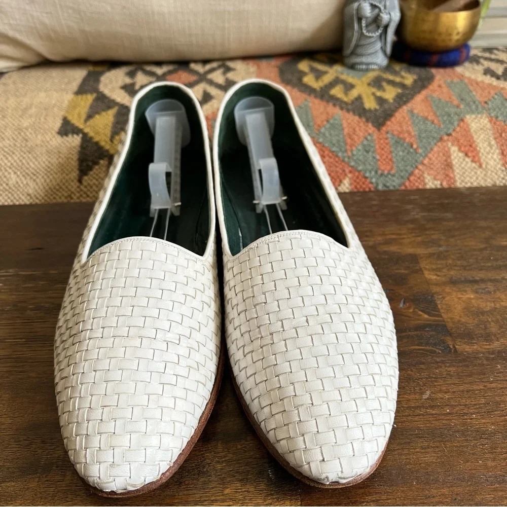 GUCCI Rare Vintage White Woven Leather Loafers IT/EU46.5 US13